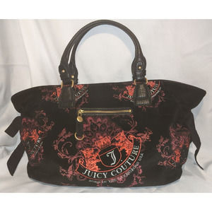Large JUICY COUTURE Born In The Glamorous USA Royal Crest Satchel Handbag Purse